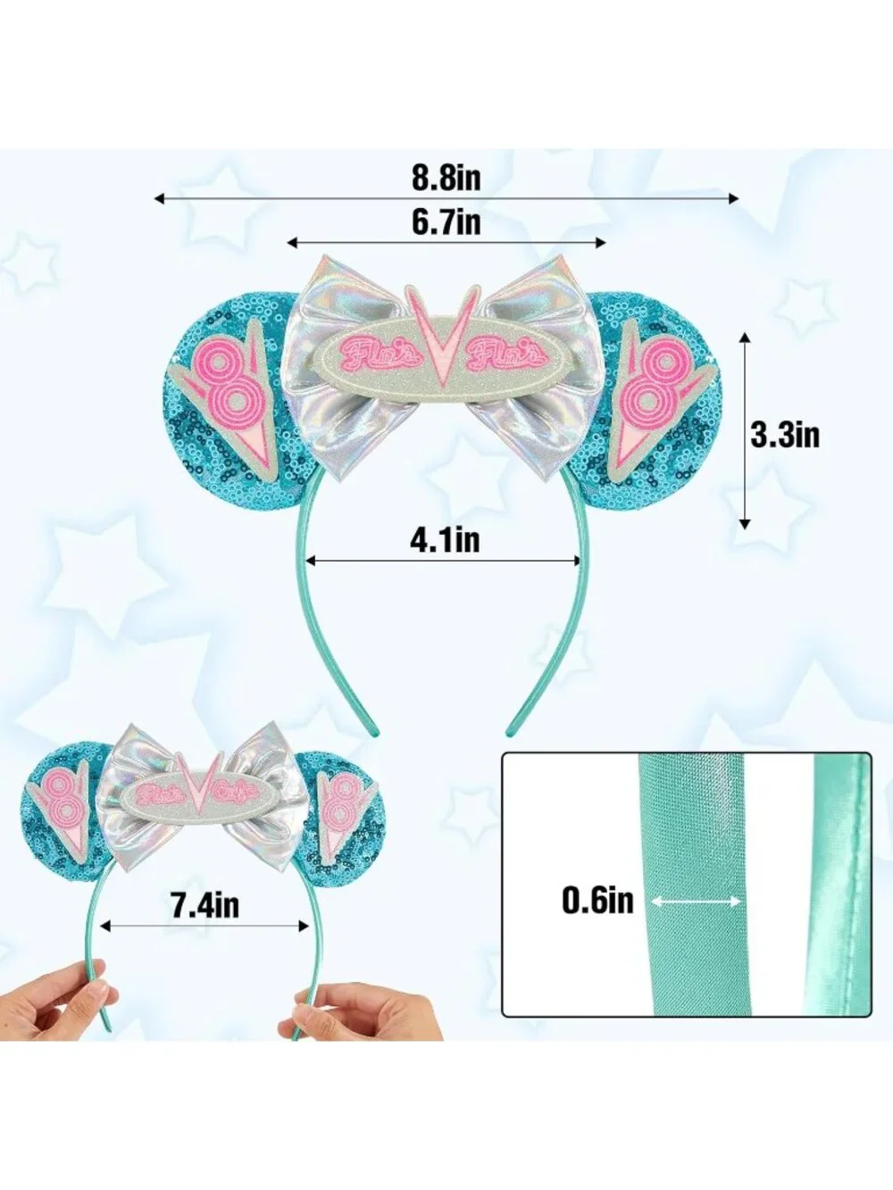 Women Light blue Cartoon Mickey Mouse Costume Headband For Cosplay